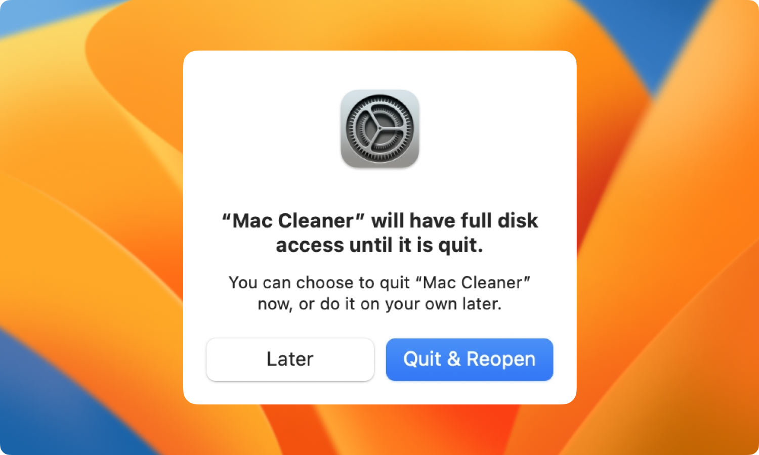 Выйти и снова открыть Mac Cleaner