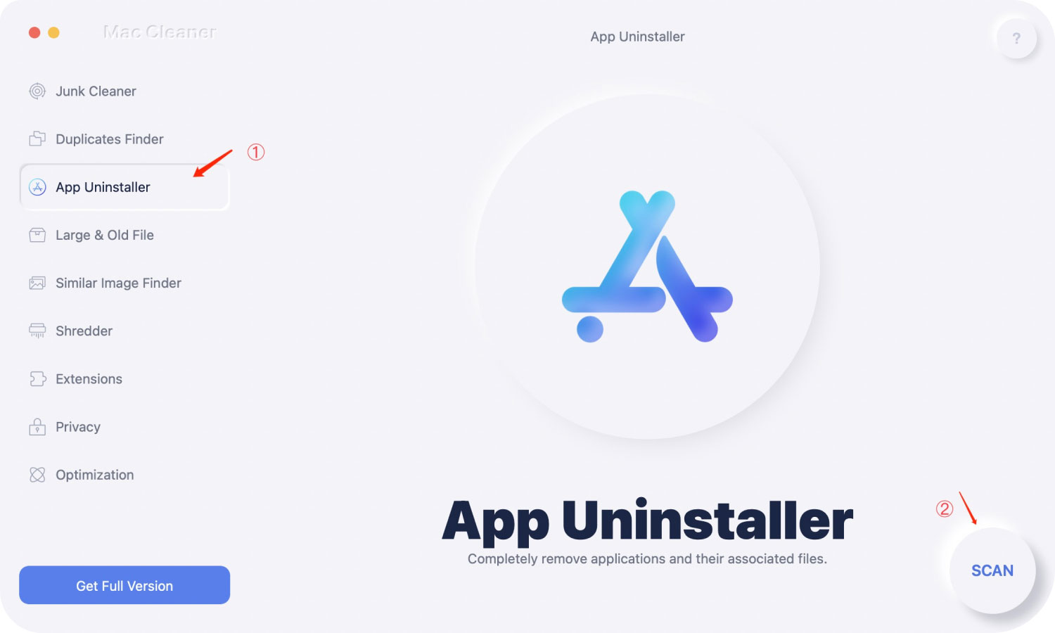 اختر App Uninstaller لمشاهدة برنامج بدء التشغيل