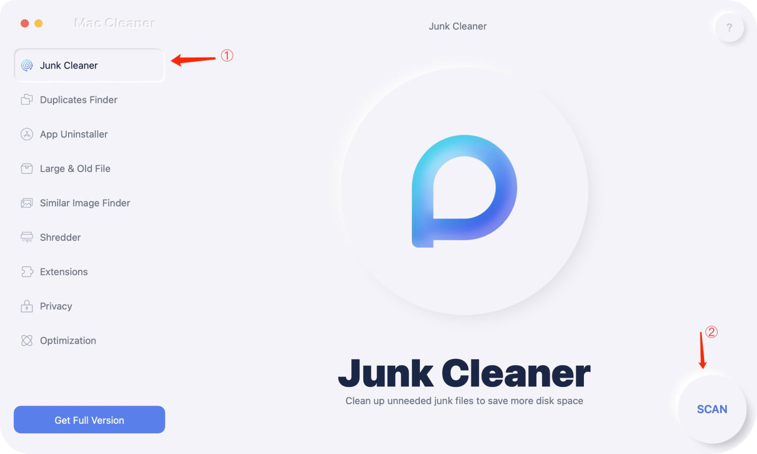 Wybierz Junk Cleaner, aby wyczyścić komputer Mac