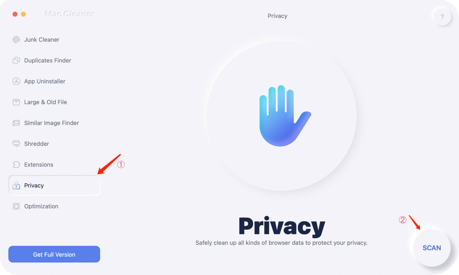 Seleccione el módulo de privacidad para eliminar Autocompletar en Mac