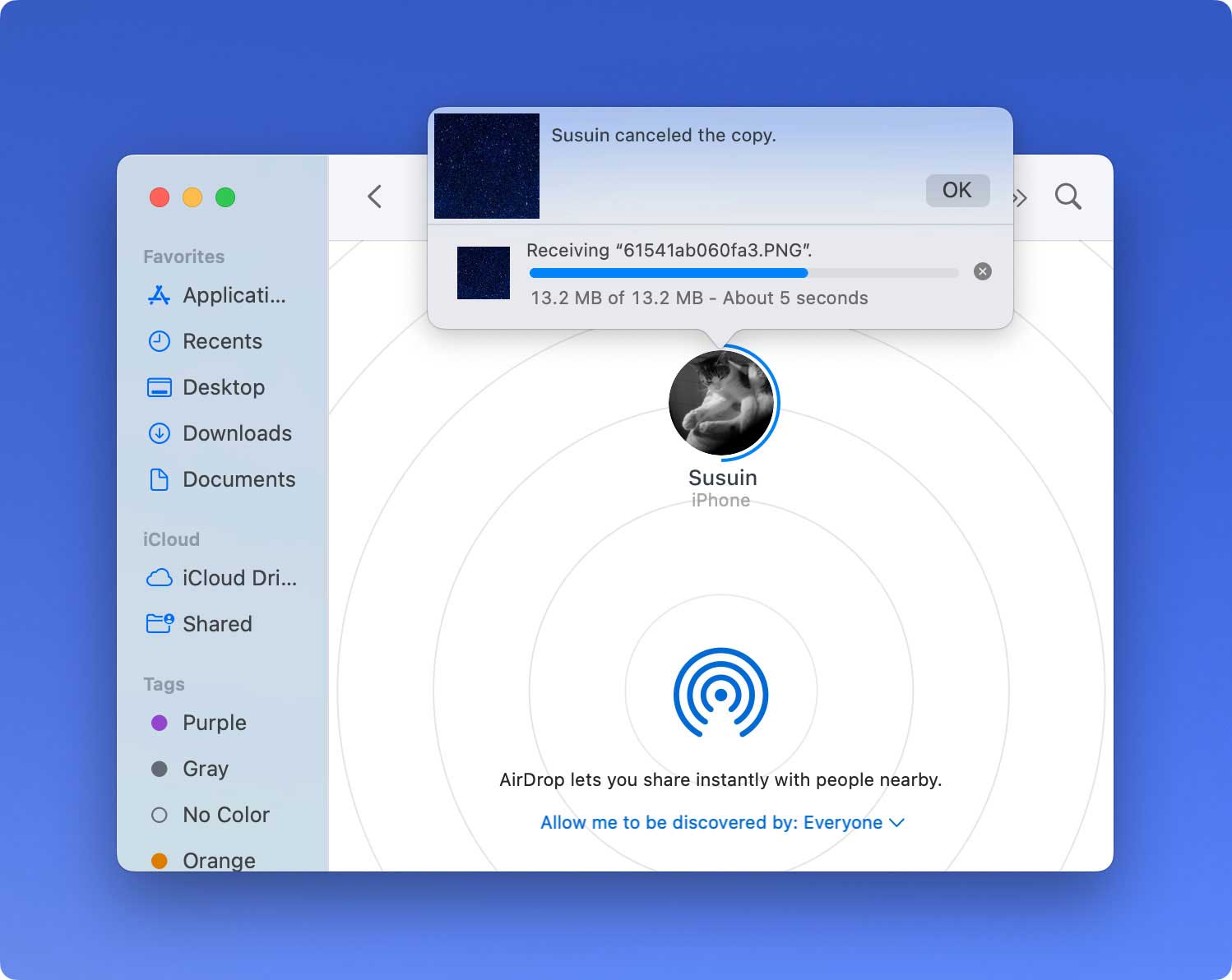 Airdrop sur Mac Recevoir des fichiers
