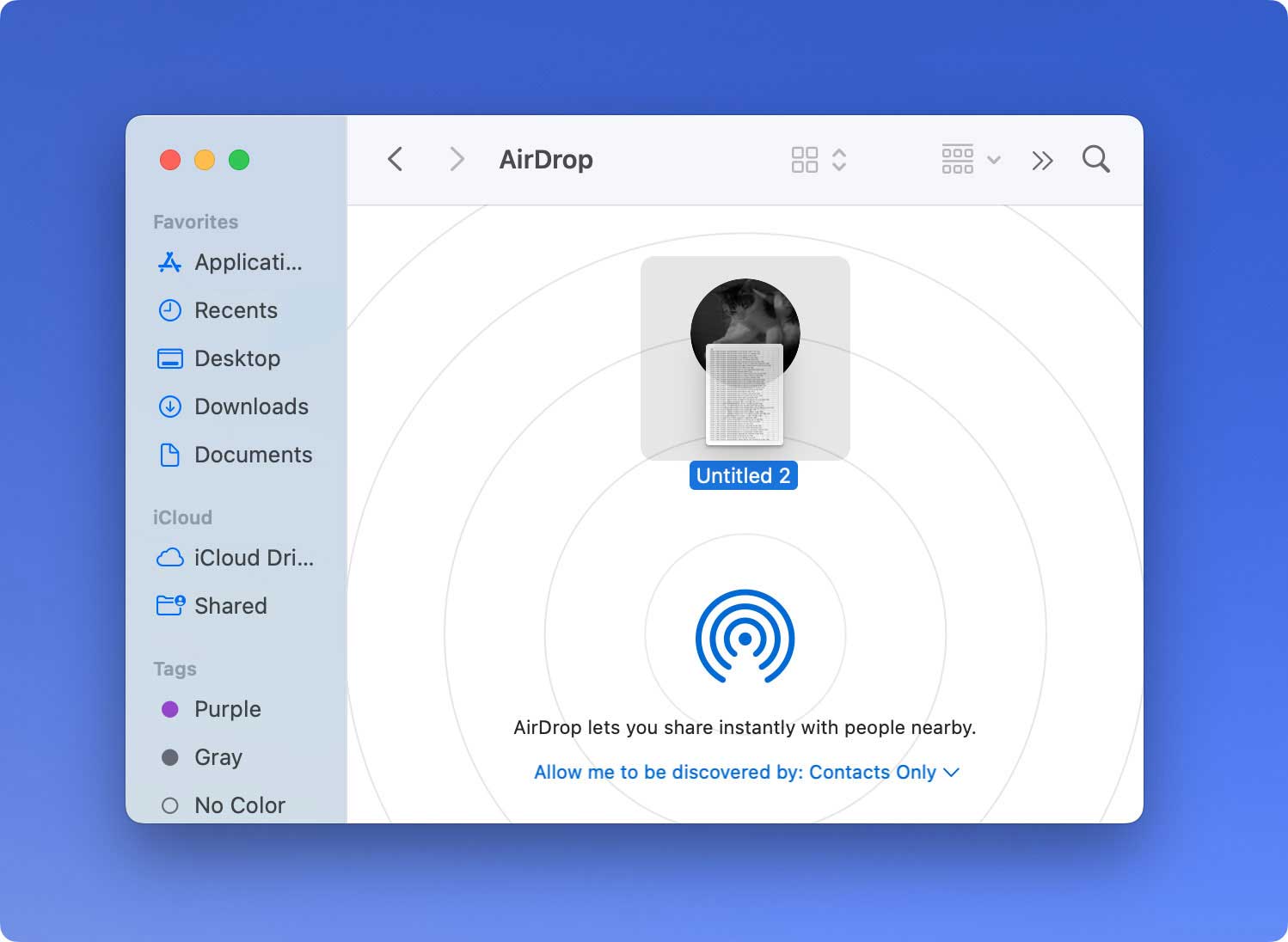 Airdrop sur Mac Envoyer