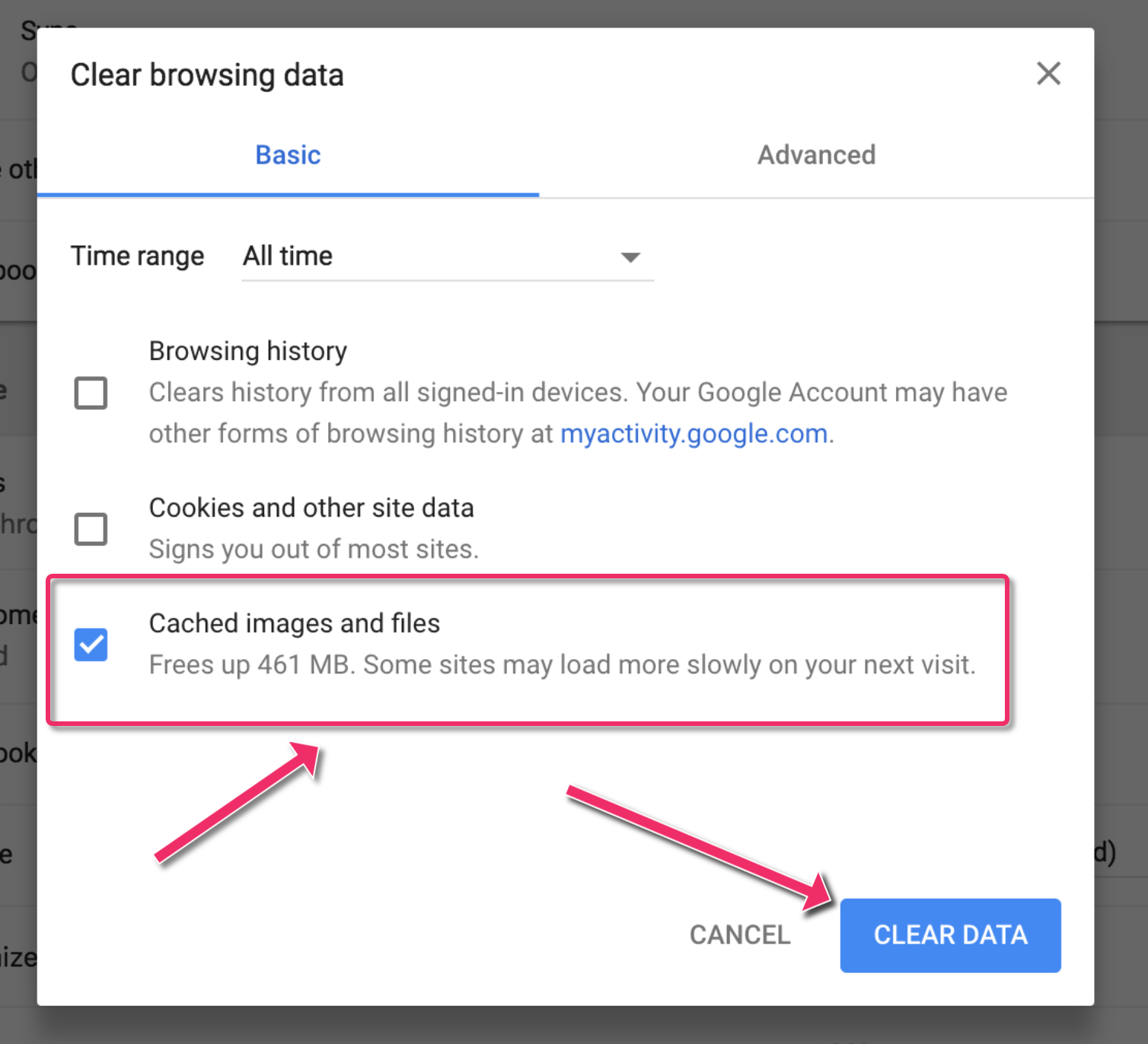 Wyczyść pamięć podręczną przeglądarki Google Chrome na komputerze Mac