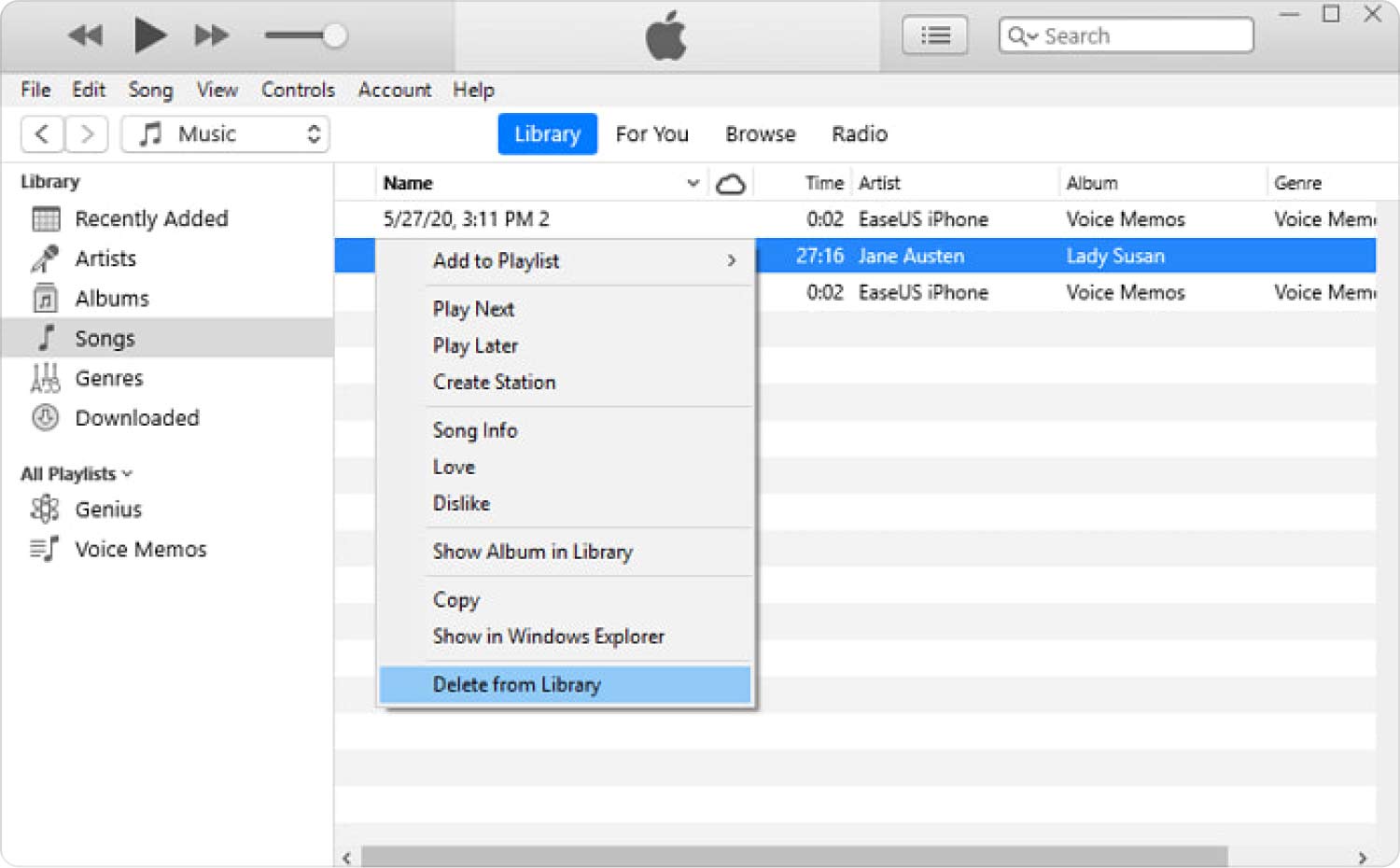 Exécutez manuellement le nettoyage d'iTunes