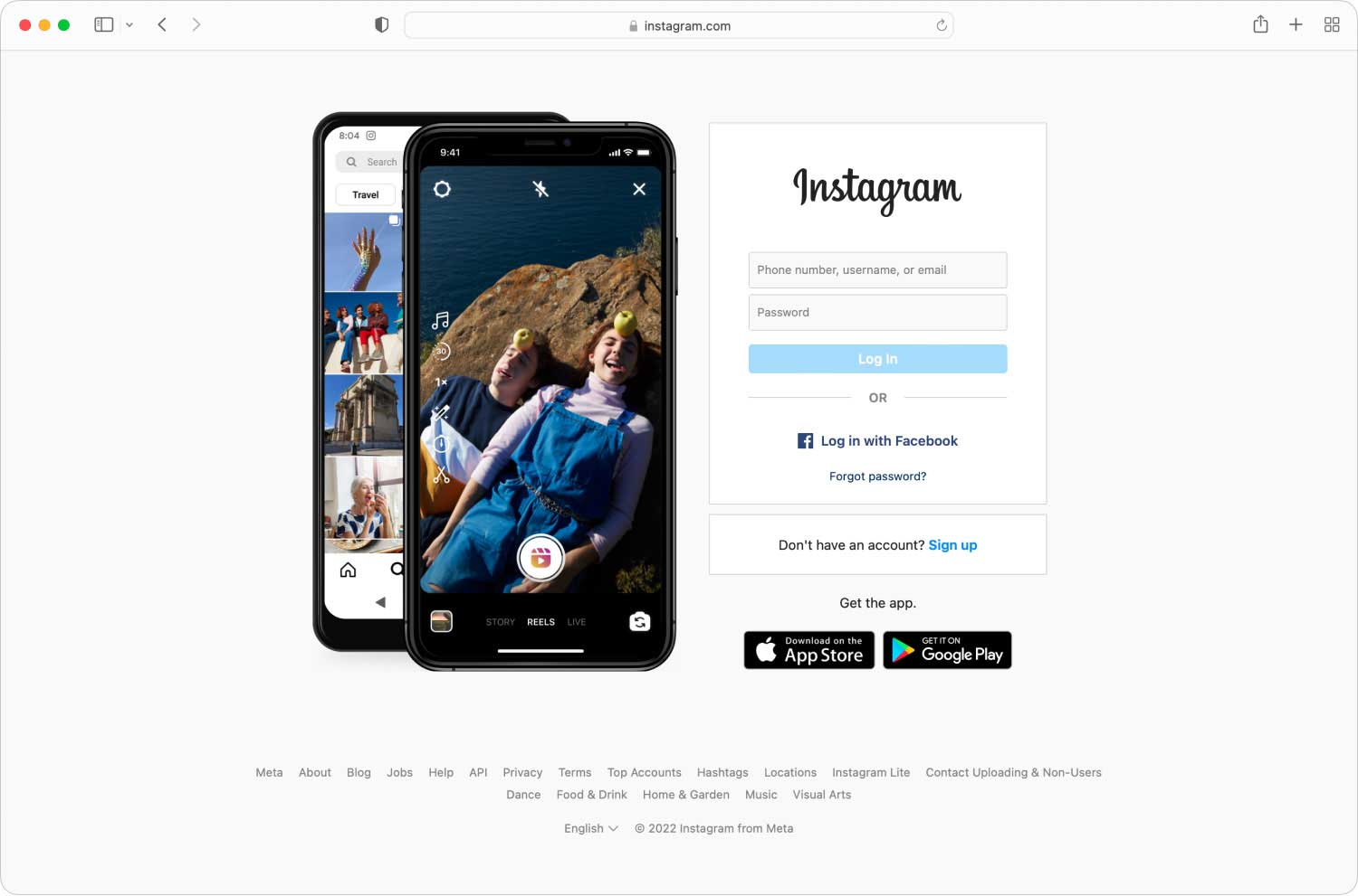 Go to the Instagram Website to Clear Instagram Cache on Windows