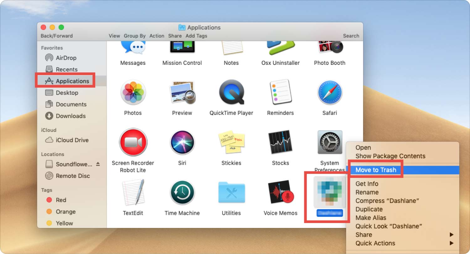 قم بإزالة التطبيقات على نظام Mac باستخدام Finder