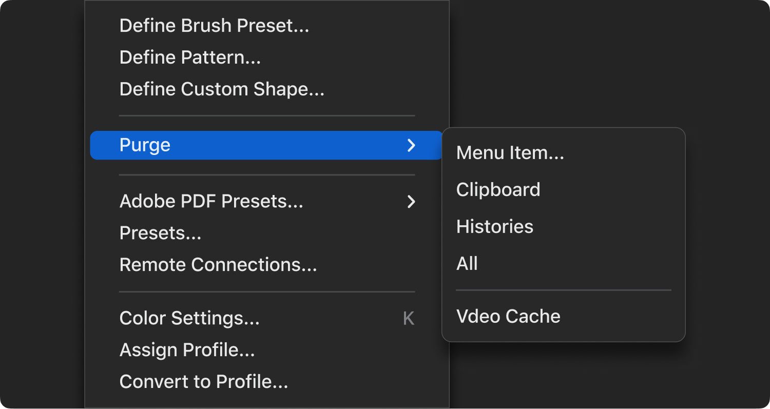 Borrar caché de Photoshop manualmente en Mac