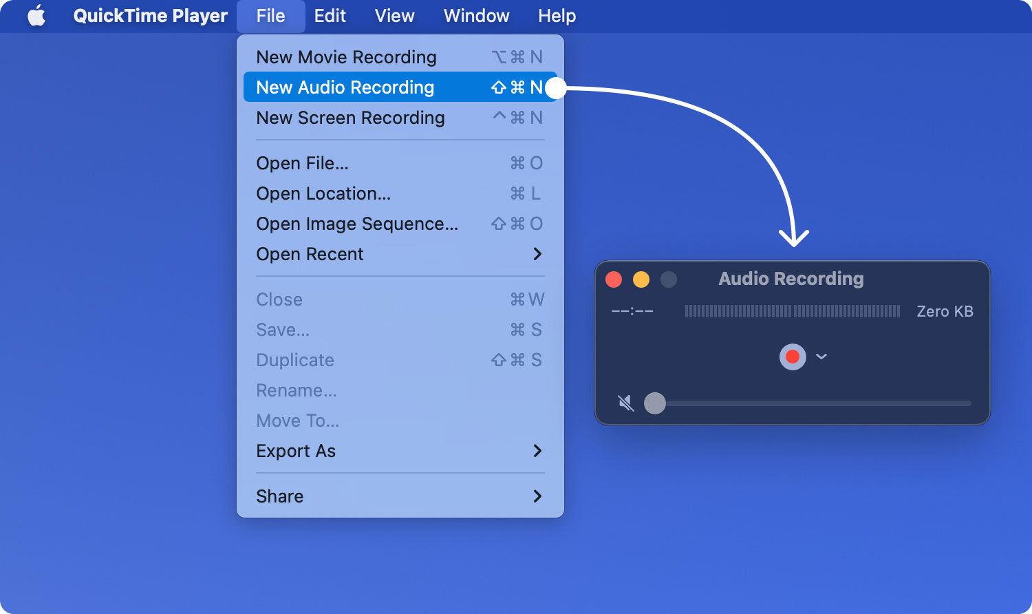 Enregistrer de l'audio sur Mac Quicktime