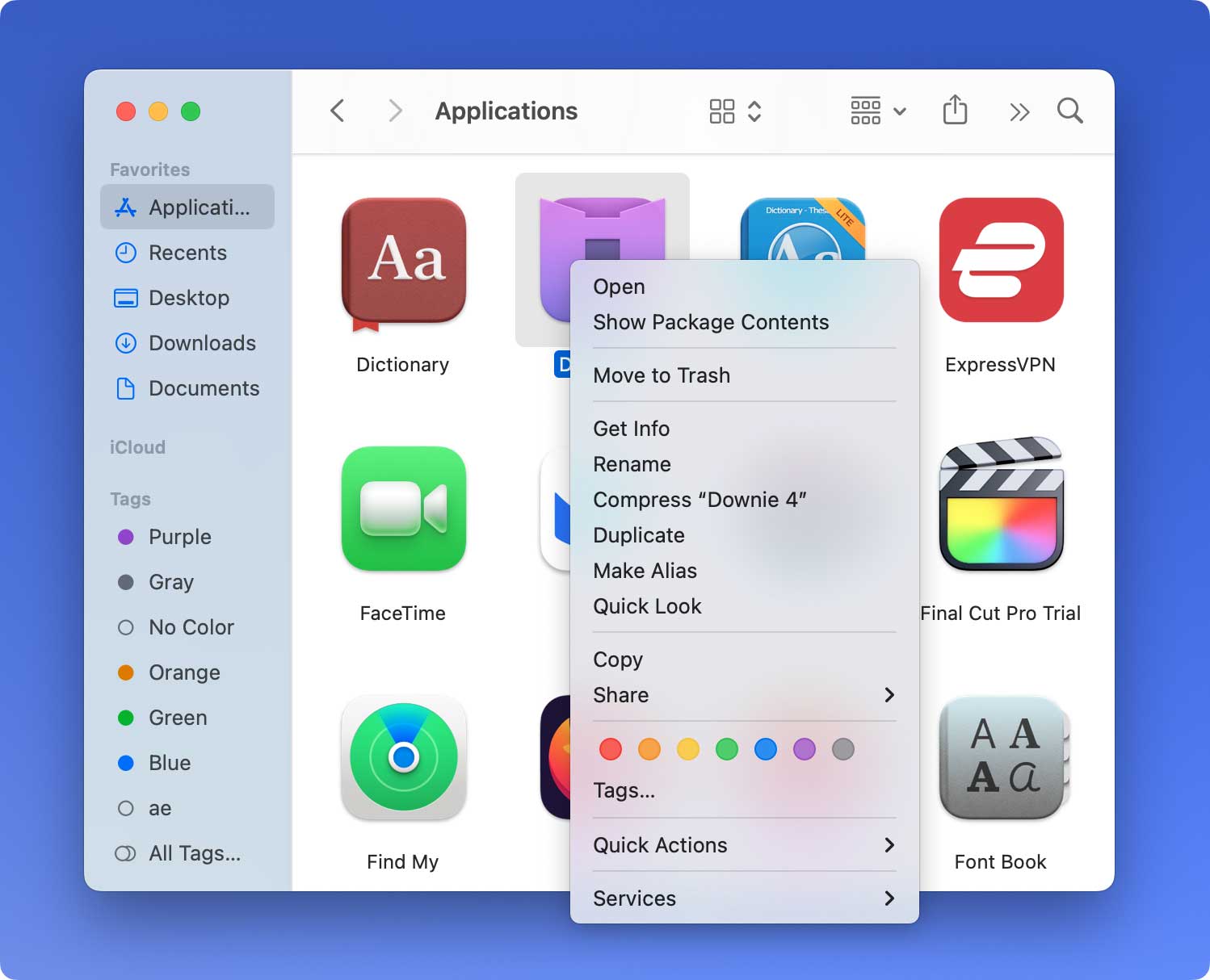 Disinstalla le app su Mac Finder