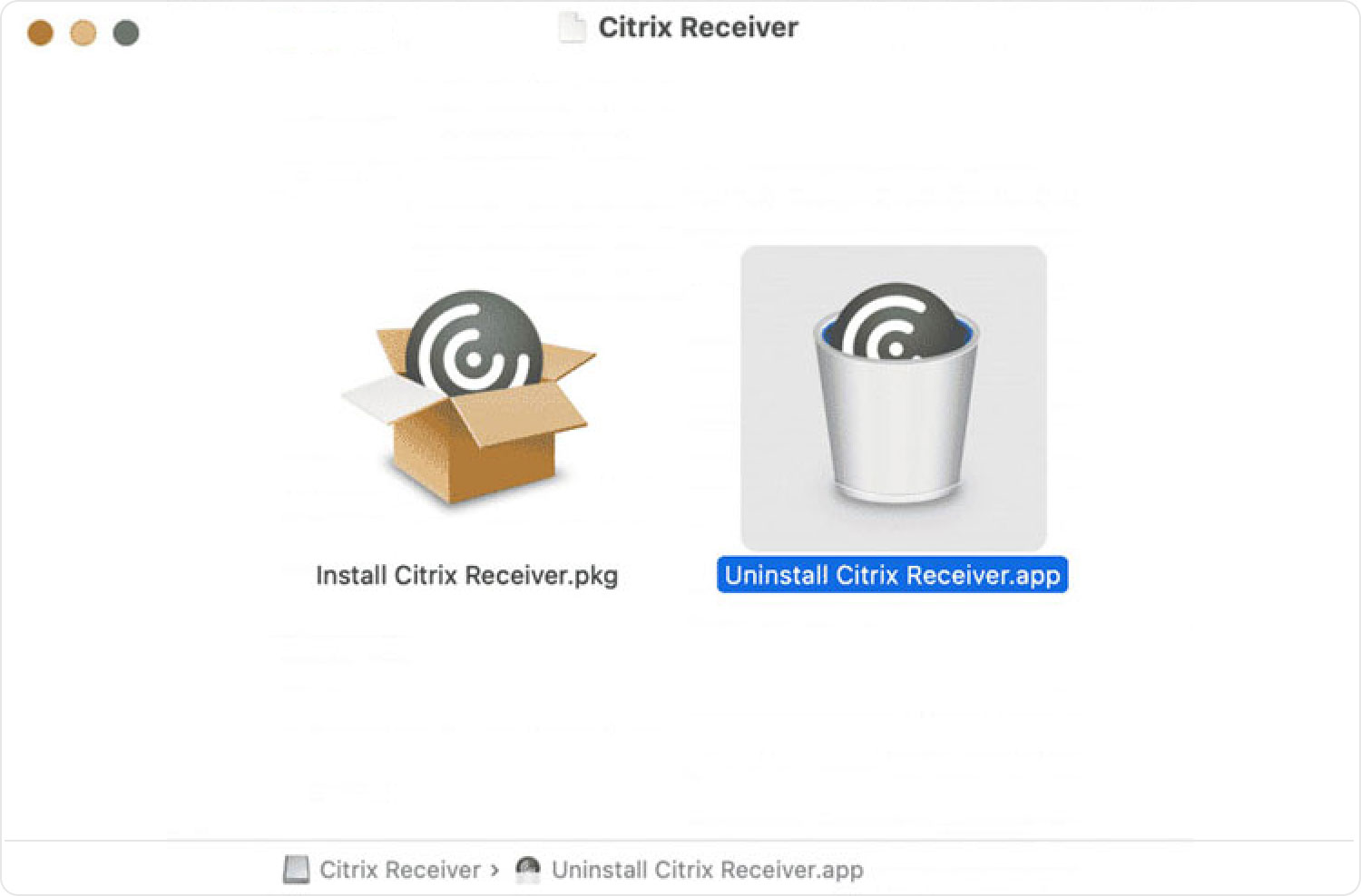 Disinstalla manualmente Citrix Receiver su Mac