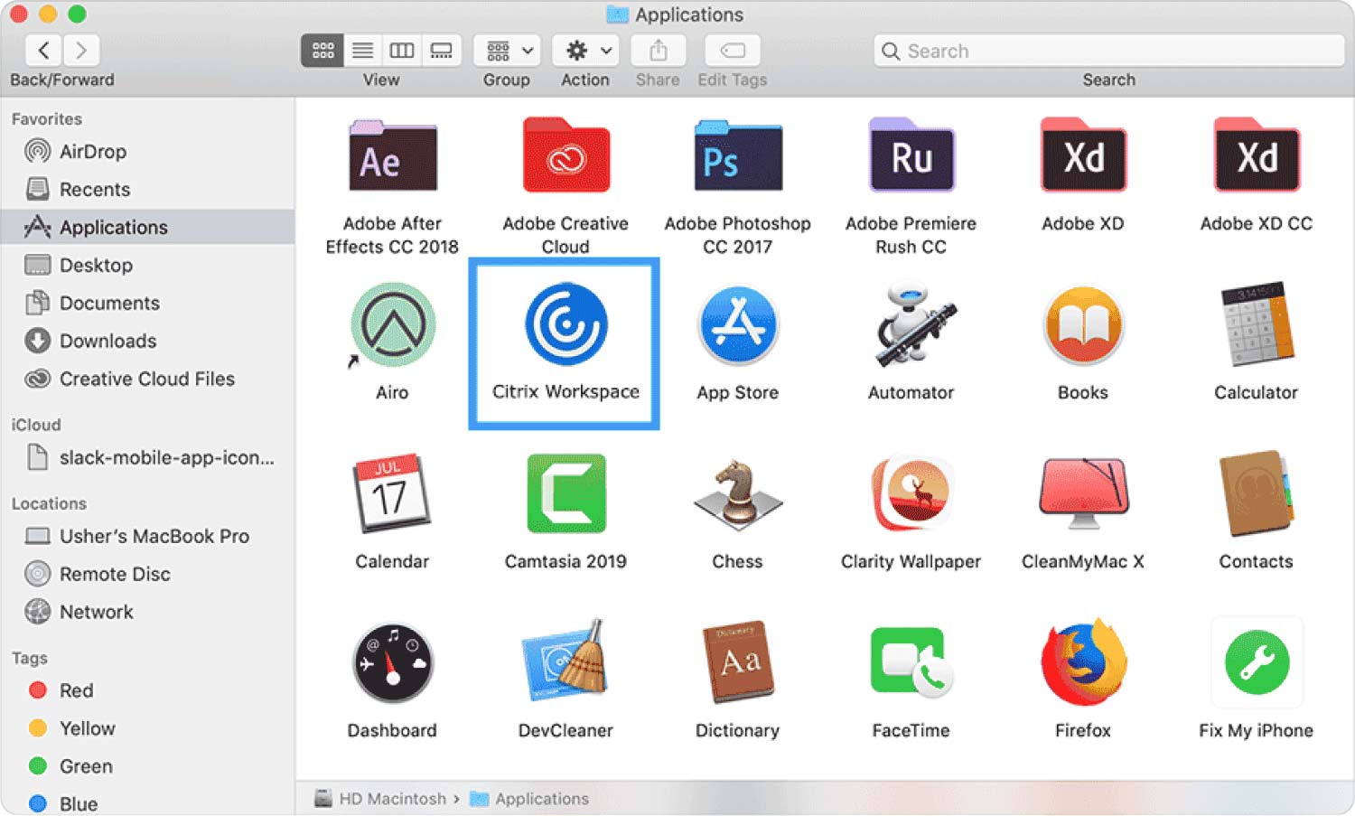 Disinstalla Citrix Workspace su Mac utilizzando Finder