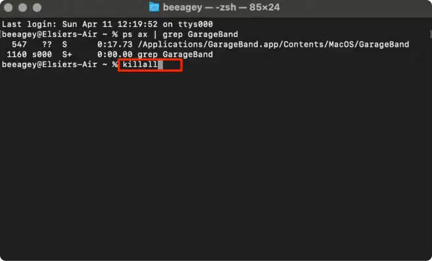 Utilizzo del terminale per controllare + Alt + Canc su un Mac