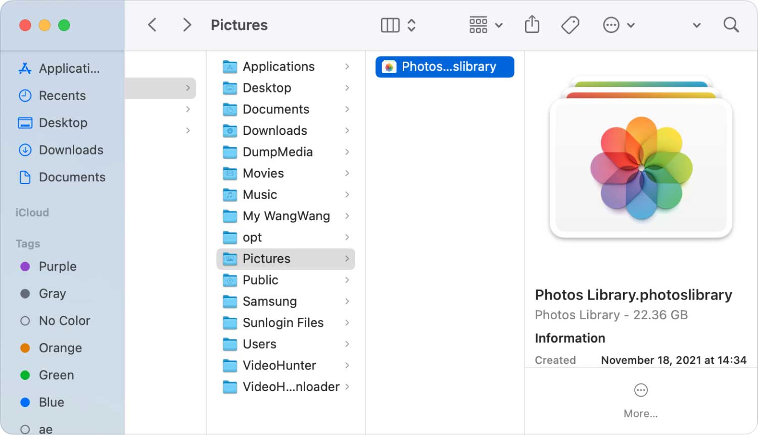 ¿Dónde se almacenan las fotos en la biblioteca de fotos de Mac?