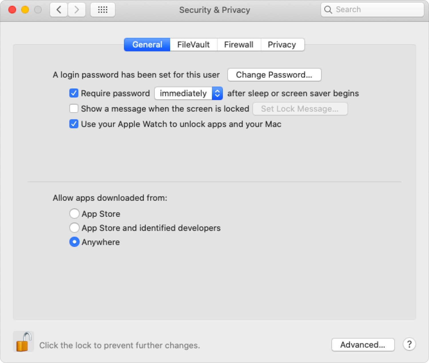 Consenti app scaricate da qualsiasi luogo su Mac