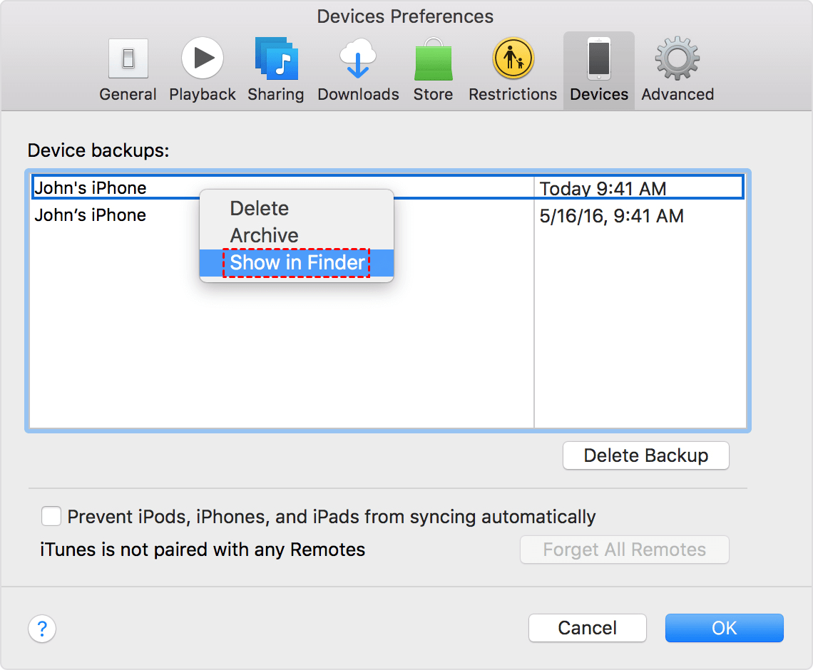Find iPhone Backups on Mac Using iTunes
