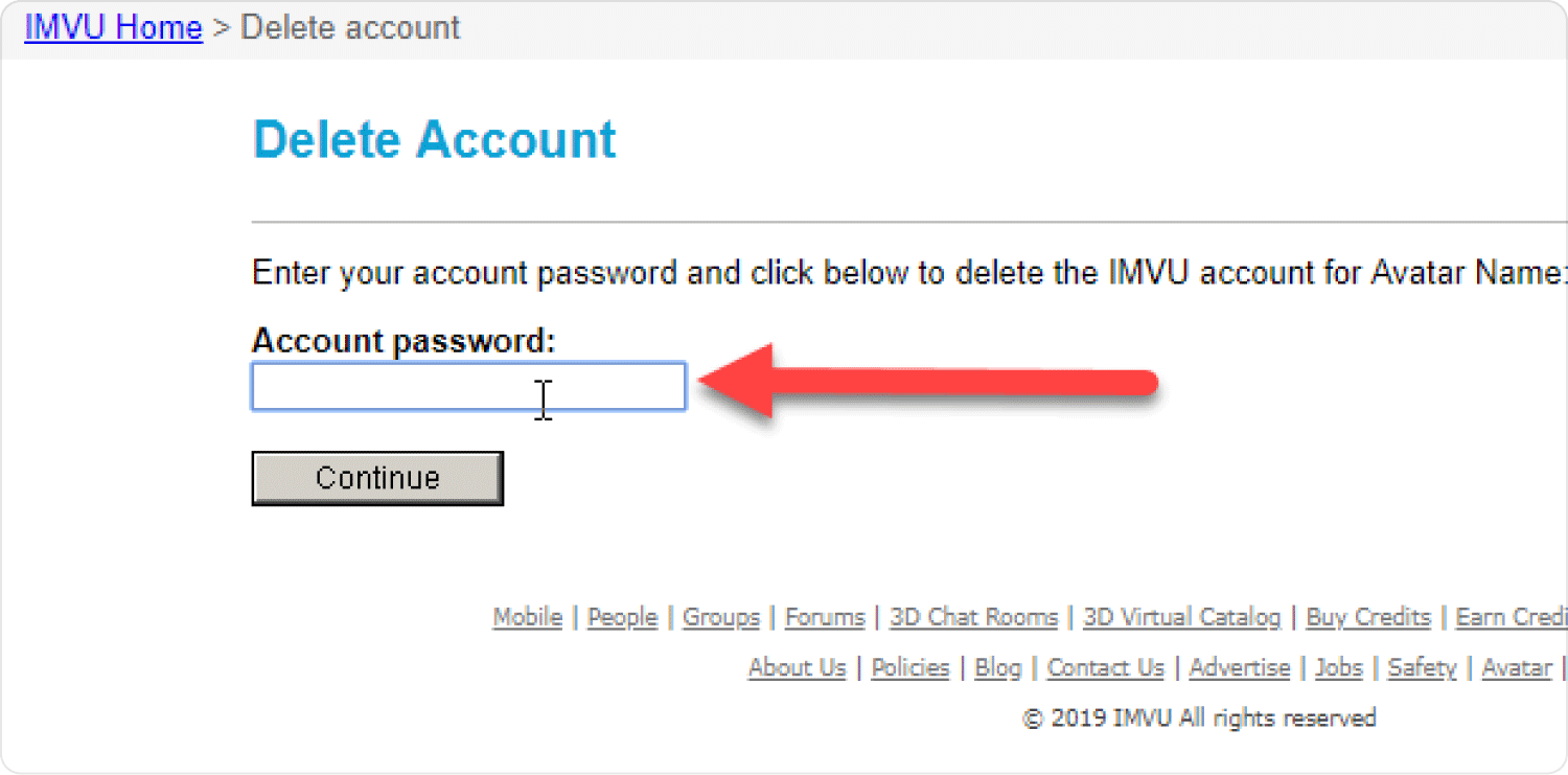 Exclua a conta IMVU no Mac