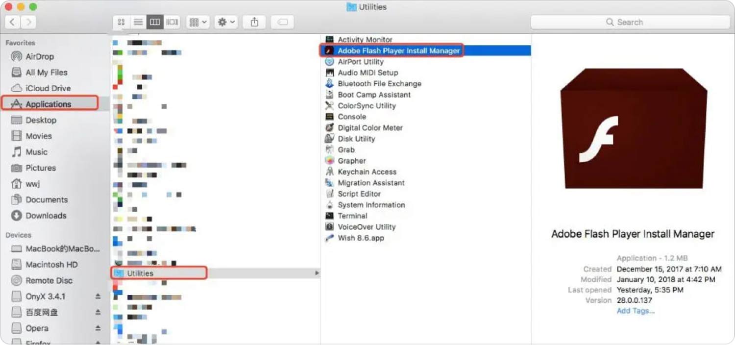 使用應用程序的安裝管理器在 Mac 上卸載 Adob​​e Flash Player