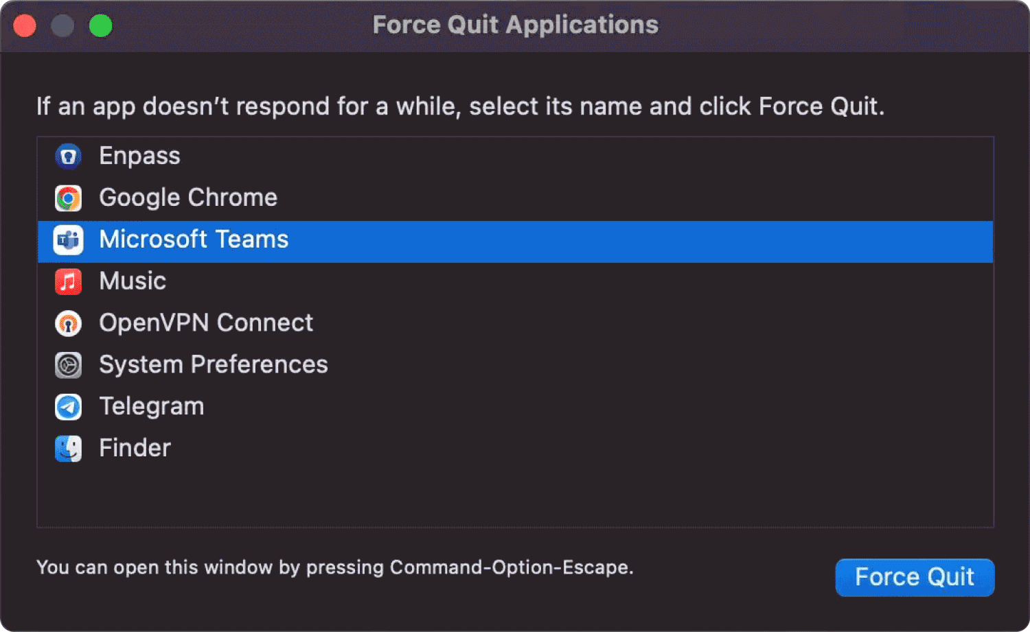 Force Quit Microsoft Teams