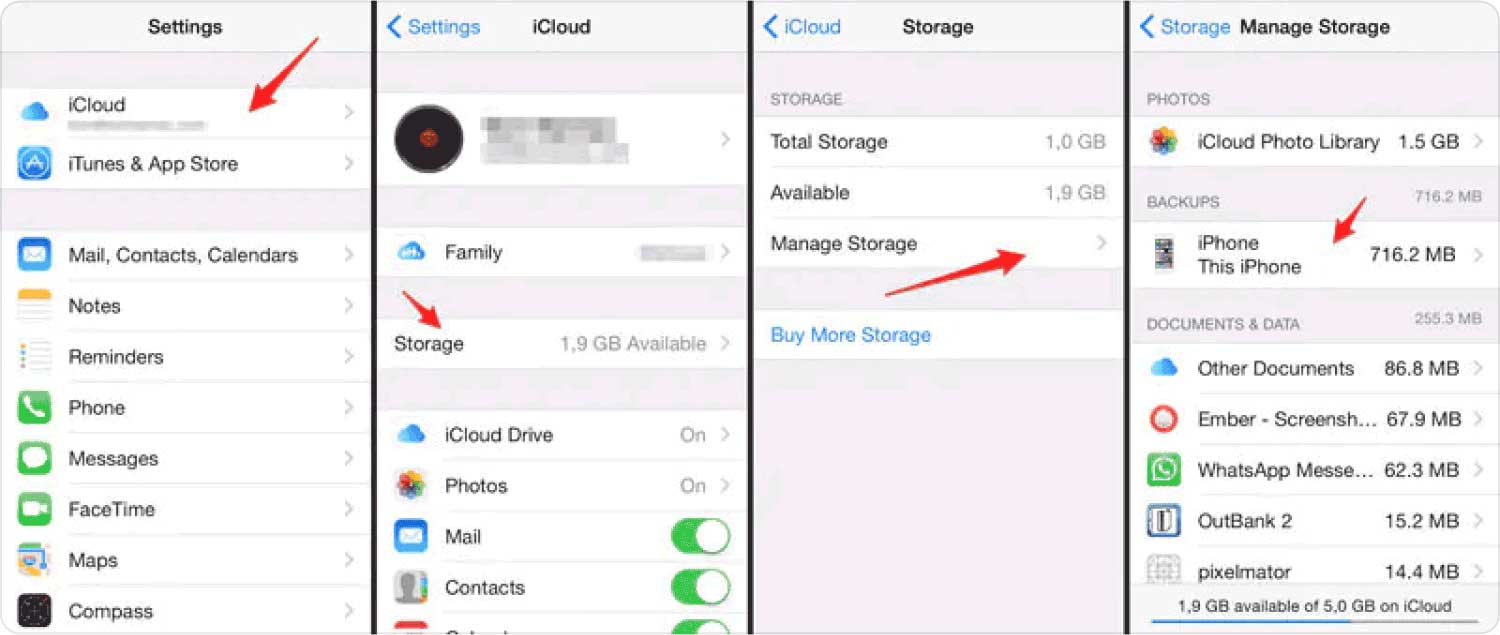 Locate iCloud Backups on iPhone