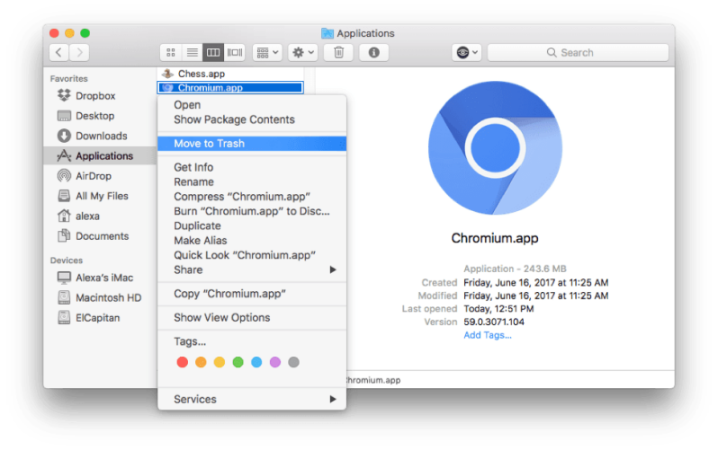 قم بإلغاء تثبيت Chromium على نظام Mac يدويًا