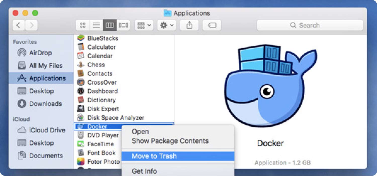 Désinstaller manuellement Docker sur Mac