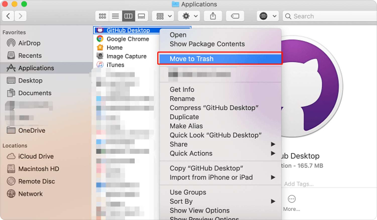 Deinstallieren Sie GitHub Desktop auf dem Mac