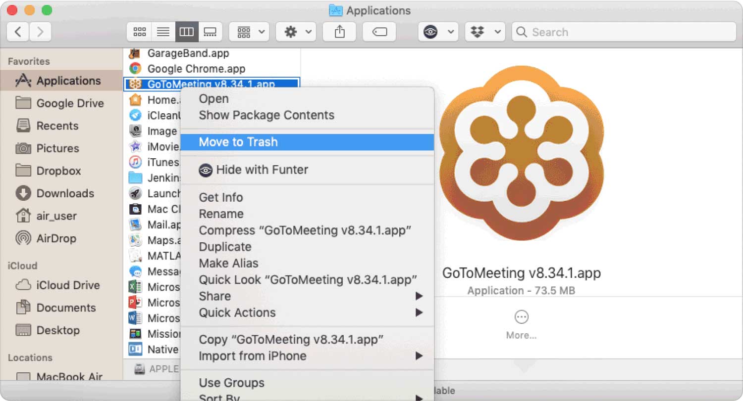 Manuel Seçeneği Kullanarak Mac'te GoToMeeting'i Kaldırma
