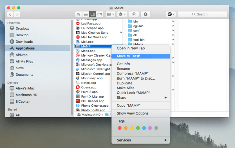 Desinstale o MAMP no Mac manualmente