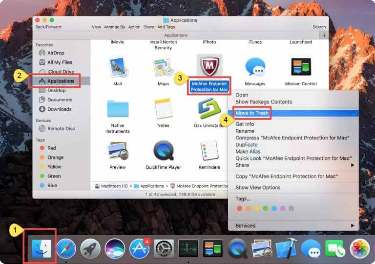 Désinstaller McAfee sur Mac à l'aide du Finder