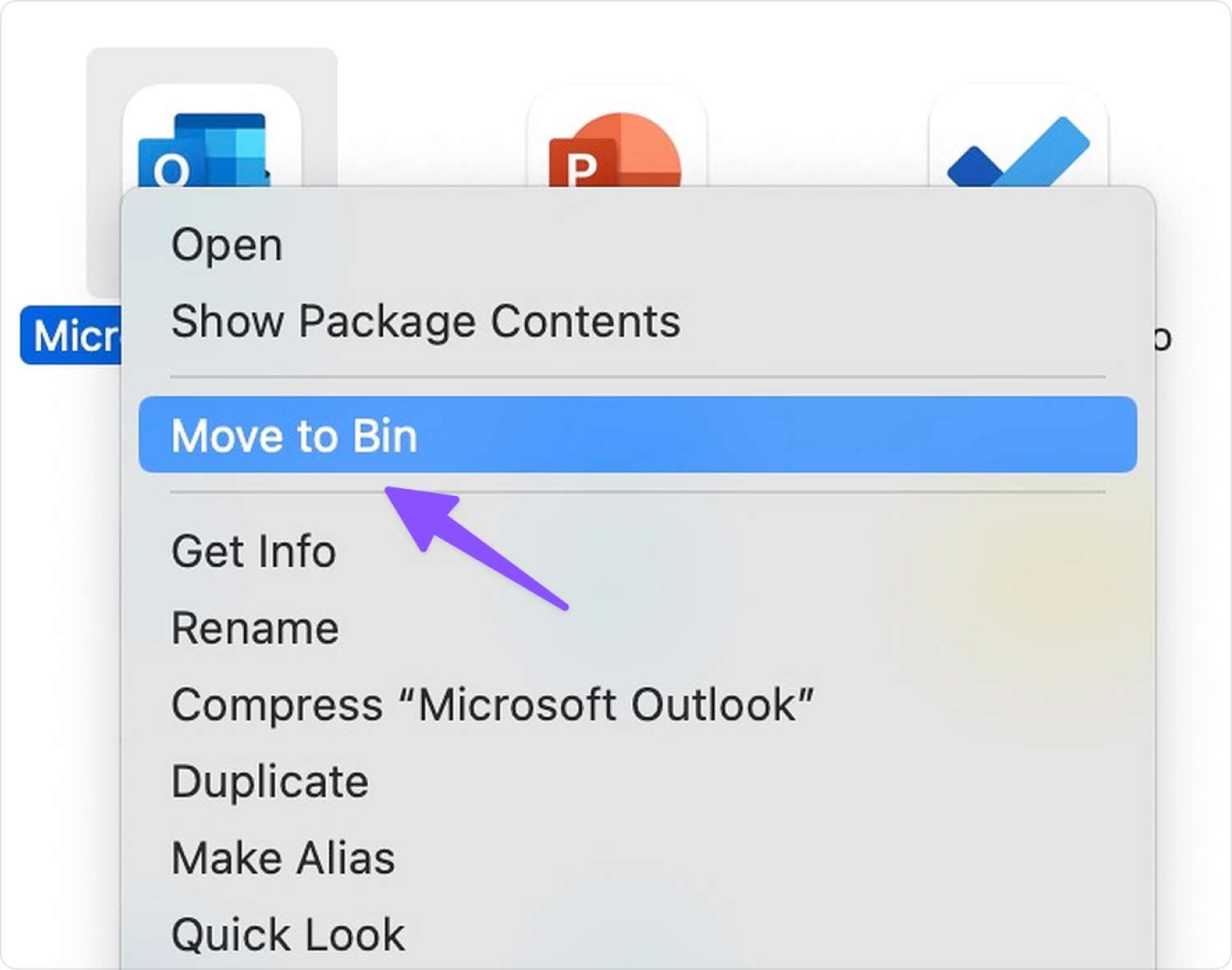 Disinstalla manualmente Microsoft Outlook su Mac