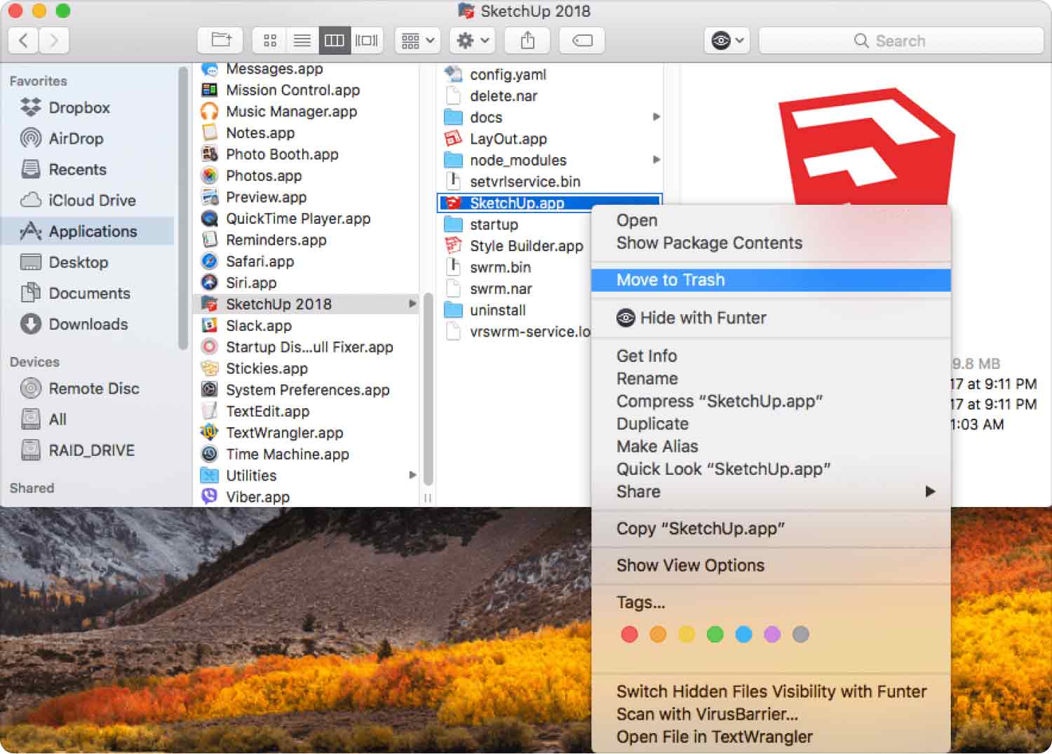Odinstaluj program SketchUp na komputerze Mac za pomocą metod ręcznych