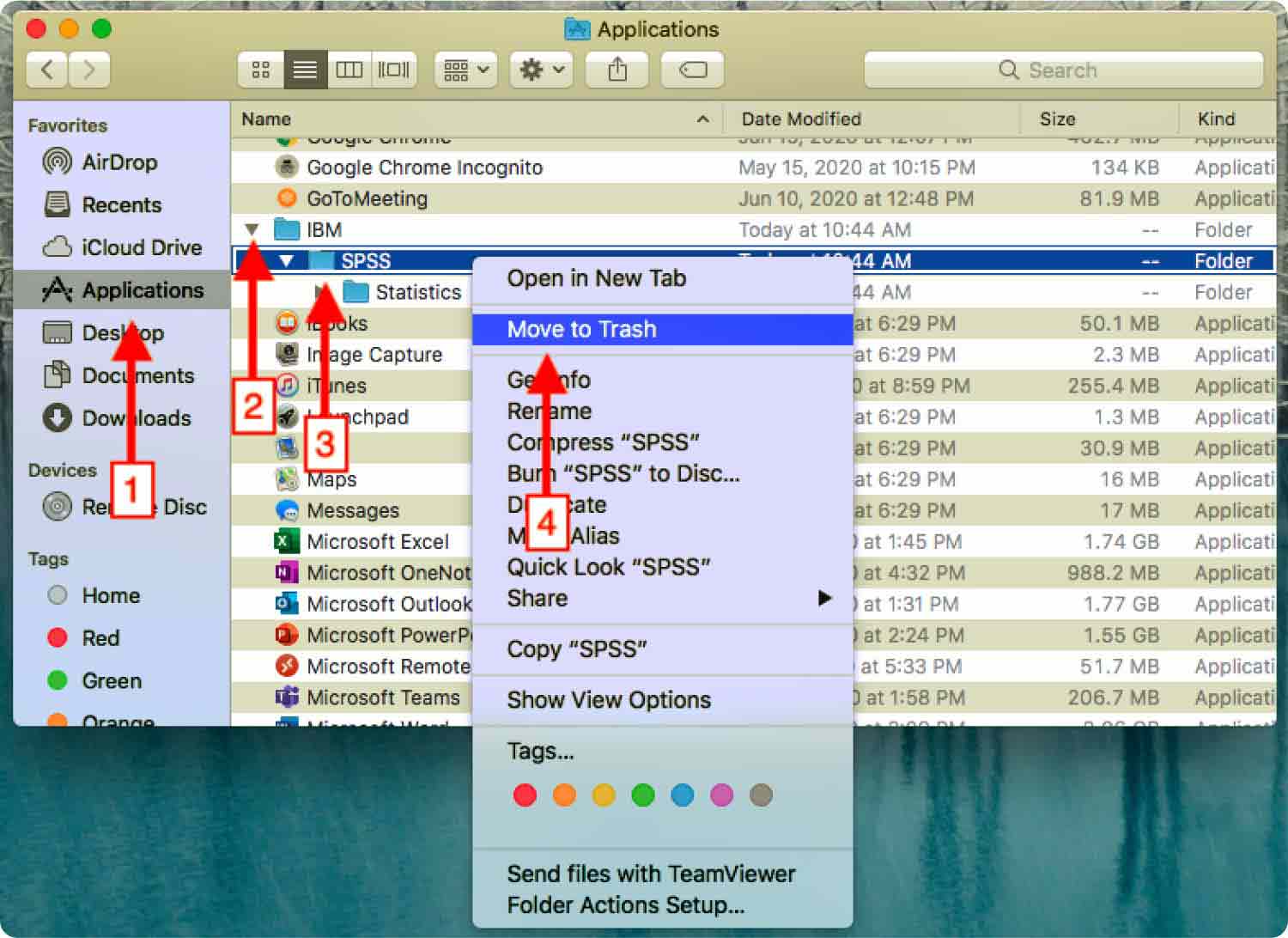 قم بإلغاء تثبيت SPSS على نظام Mac يدويًا