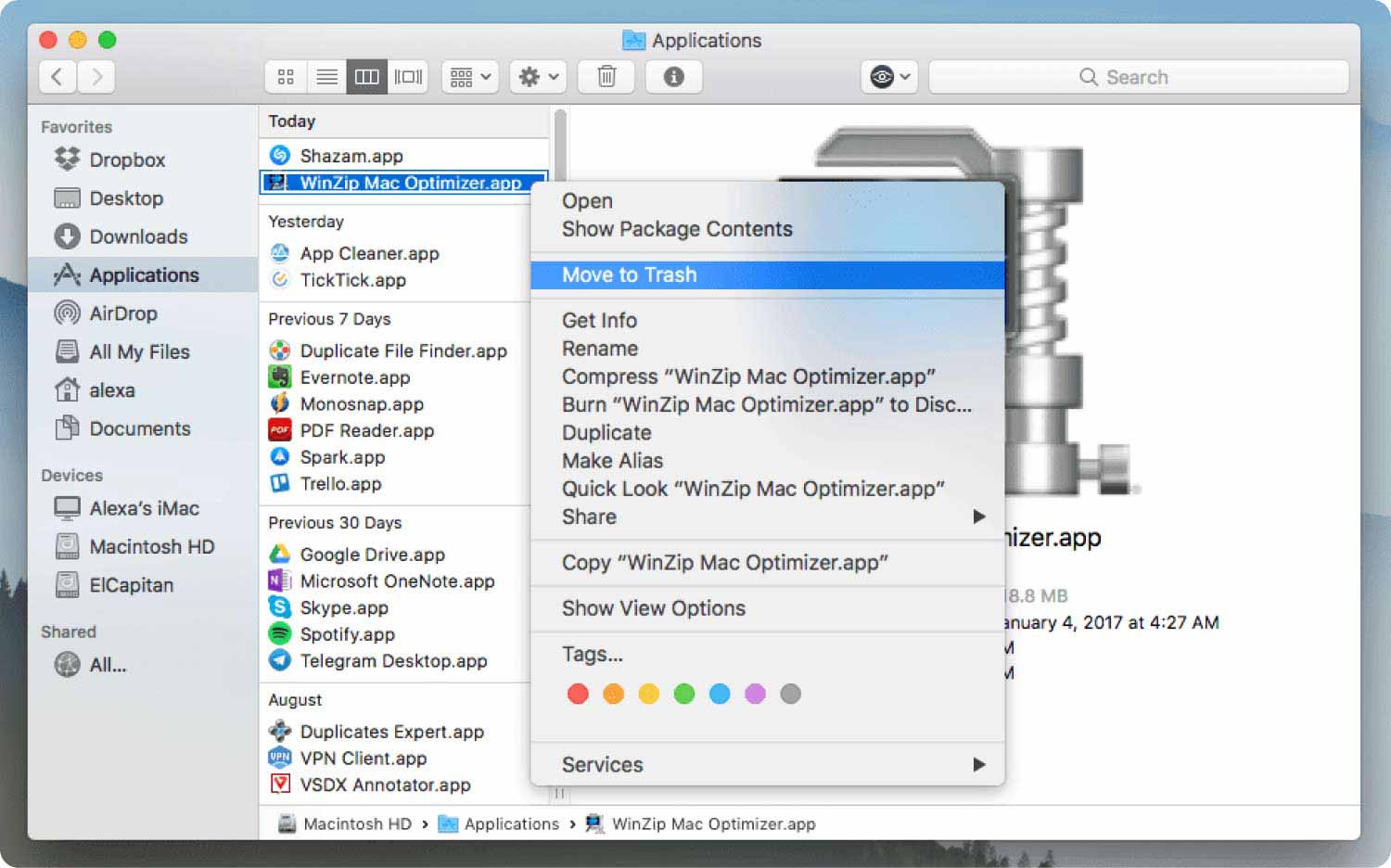 Pełne ręczne metody odinstalowywania programu WinZip na komputerze Mac