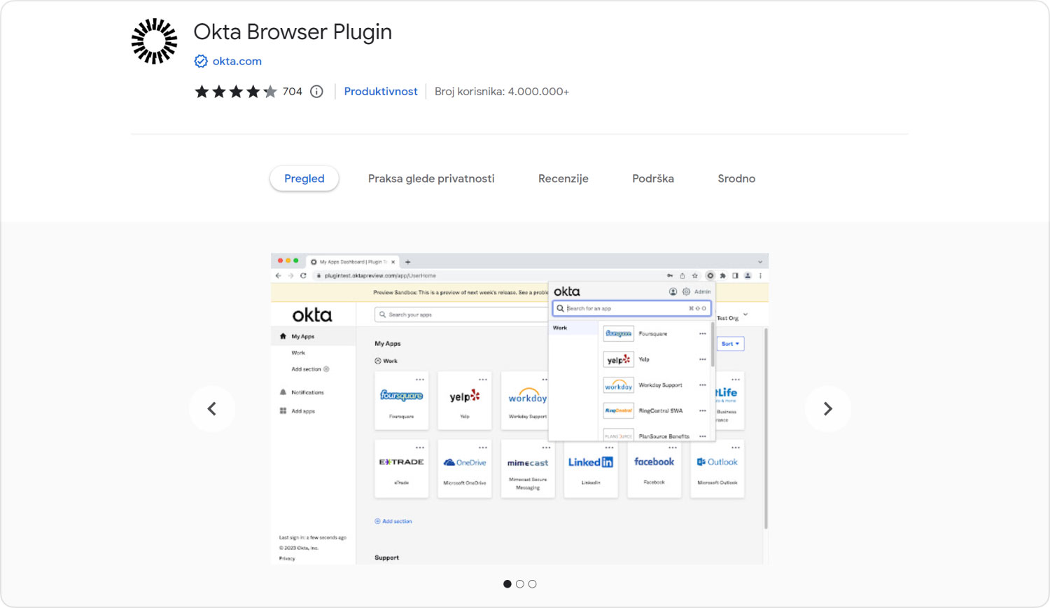 Scopri il plug-in del browser Okta