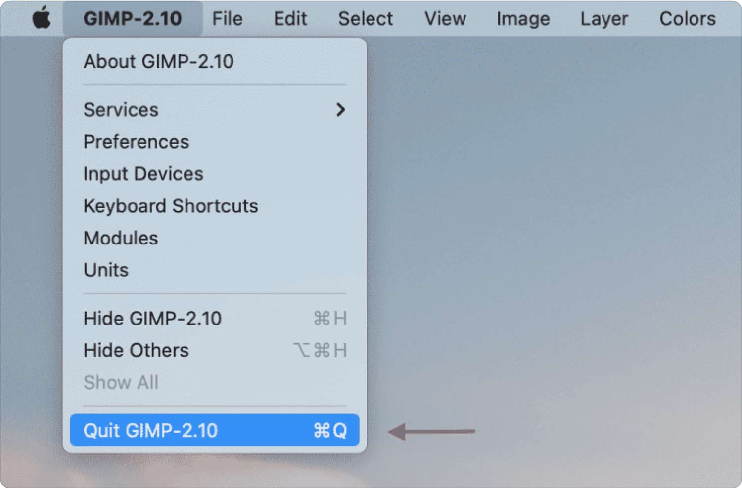 使用卸载程序在 Mac 上卸载 Gimp