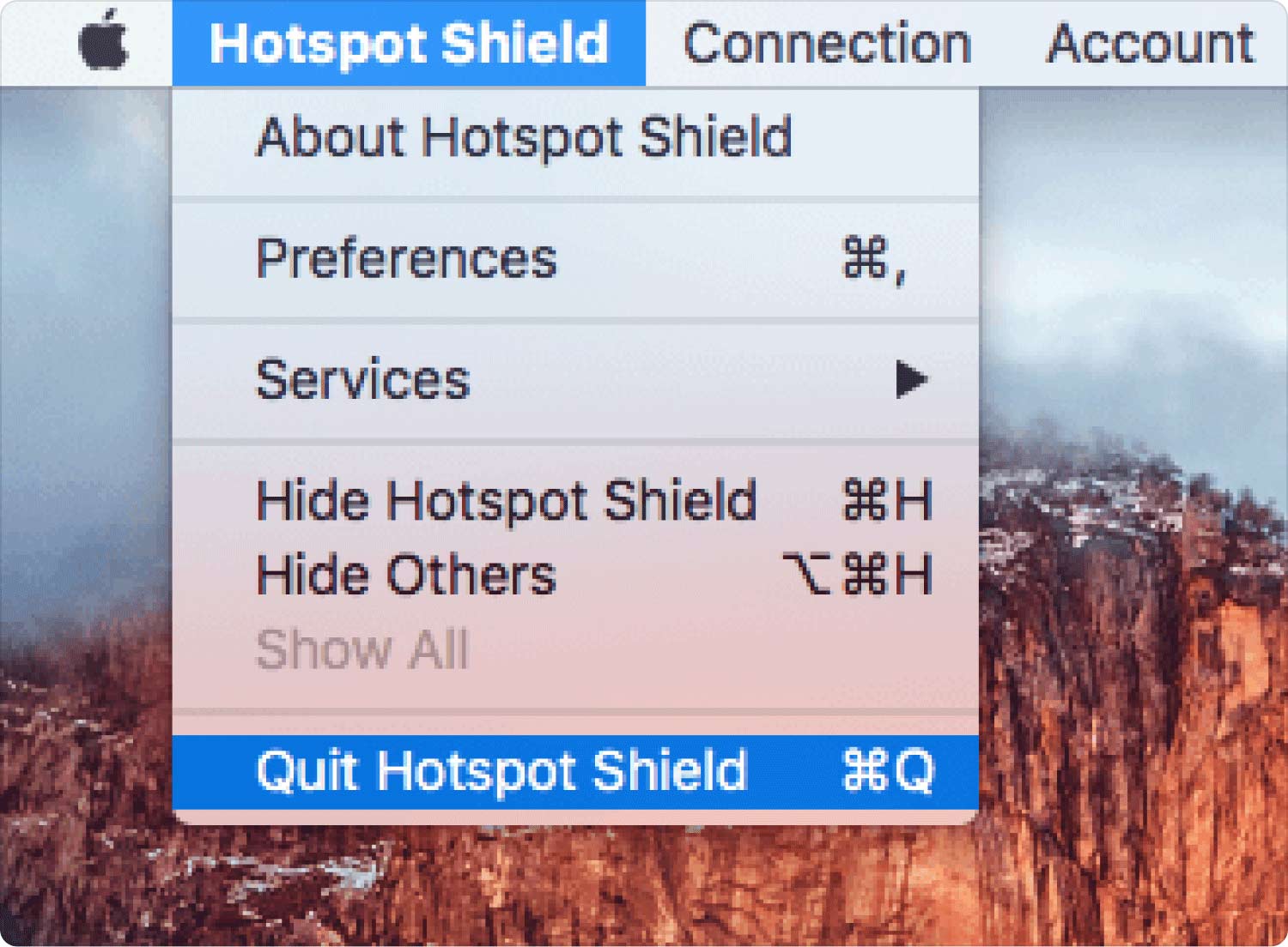 Uscire da Hotspot Shield