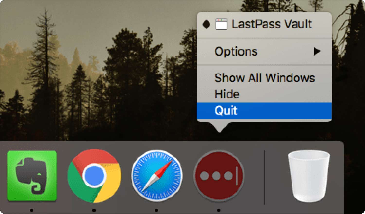 使用内置卸载程序在 Mac 上删除 LastPass