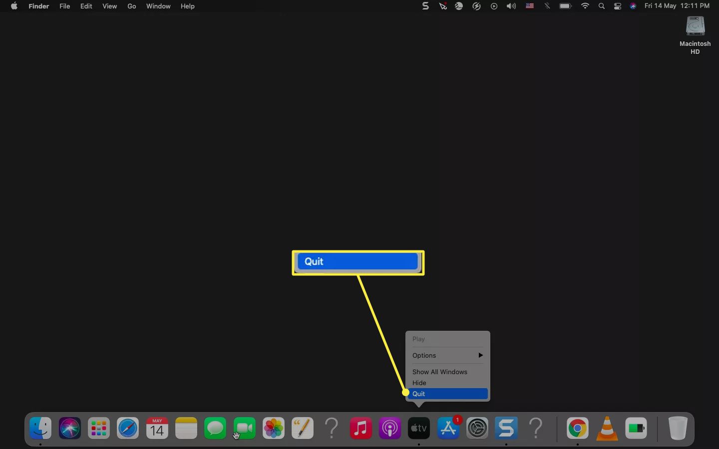 從 Mac 計算機的 Dock 中關閉應用程序
