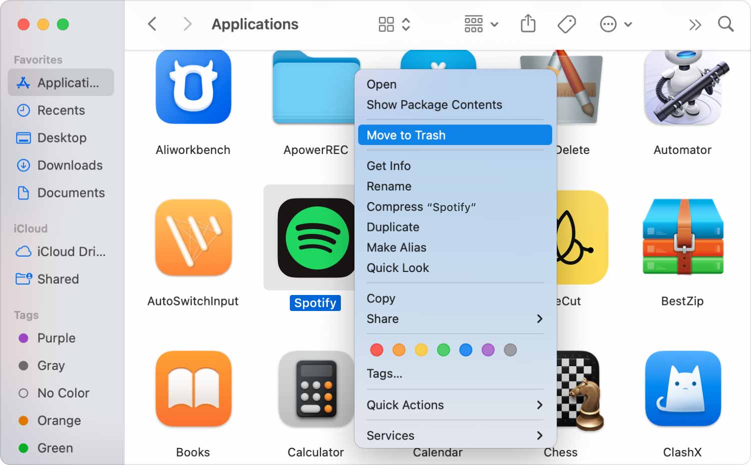 Desinstalar la aplicación Spotify directamente en Mac