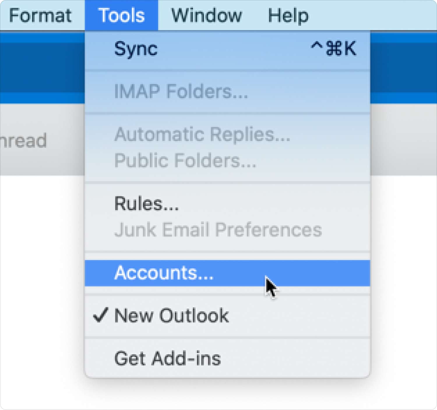 إعادة تعيين Microsoft Outlook على نظام التشغيل Mac