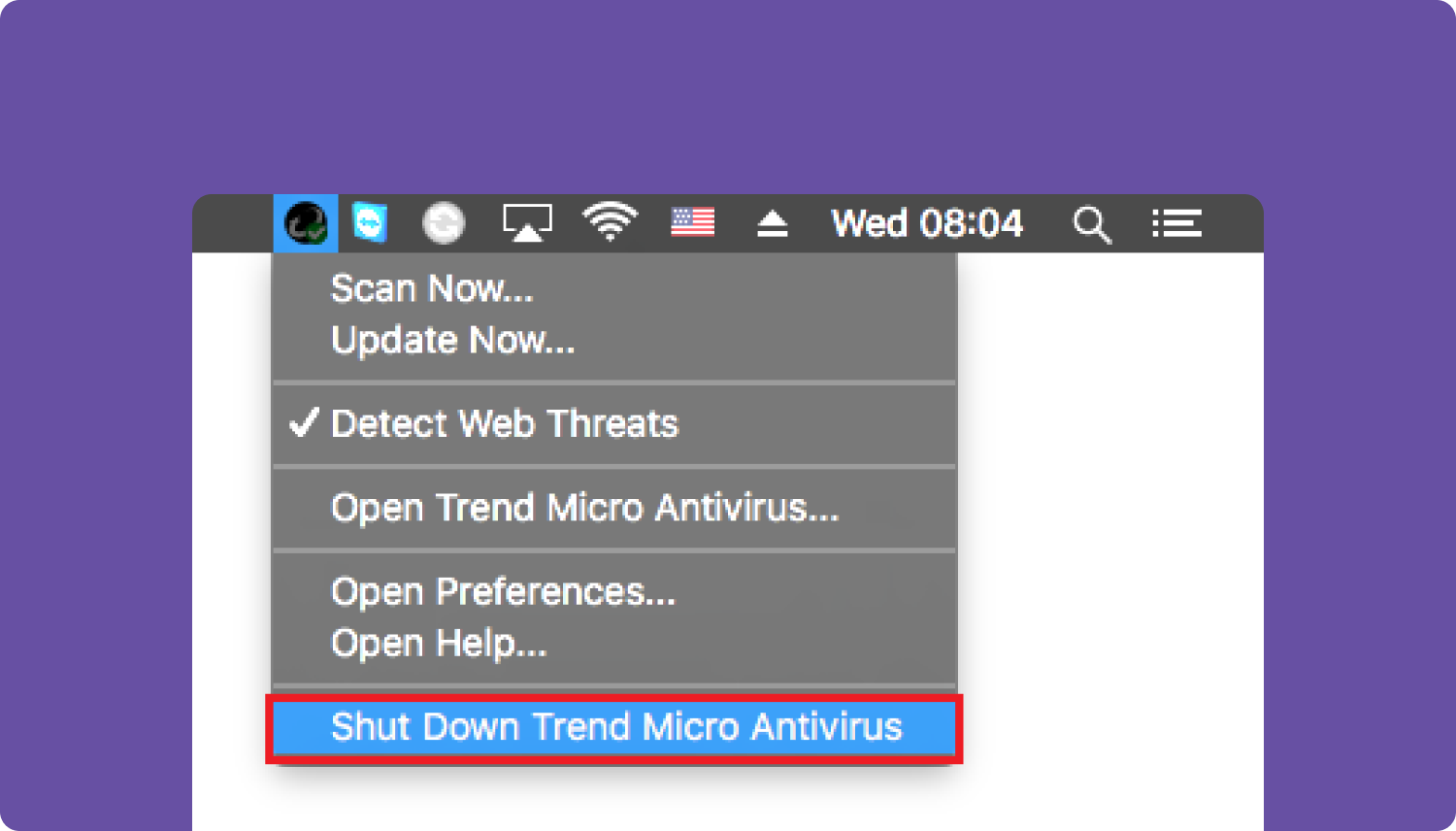 Cierre la aplicación Trend Micro Antivirus