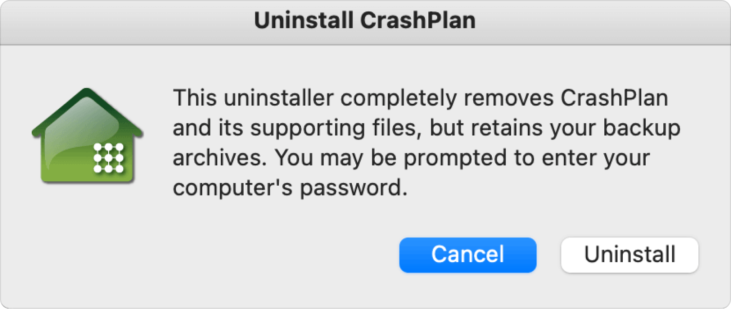 Odinstaluj Crashplan na komputerze Mac za pomocą wbudowanego dezinstalatora