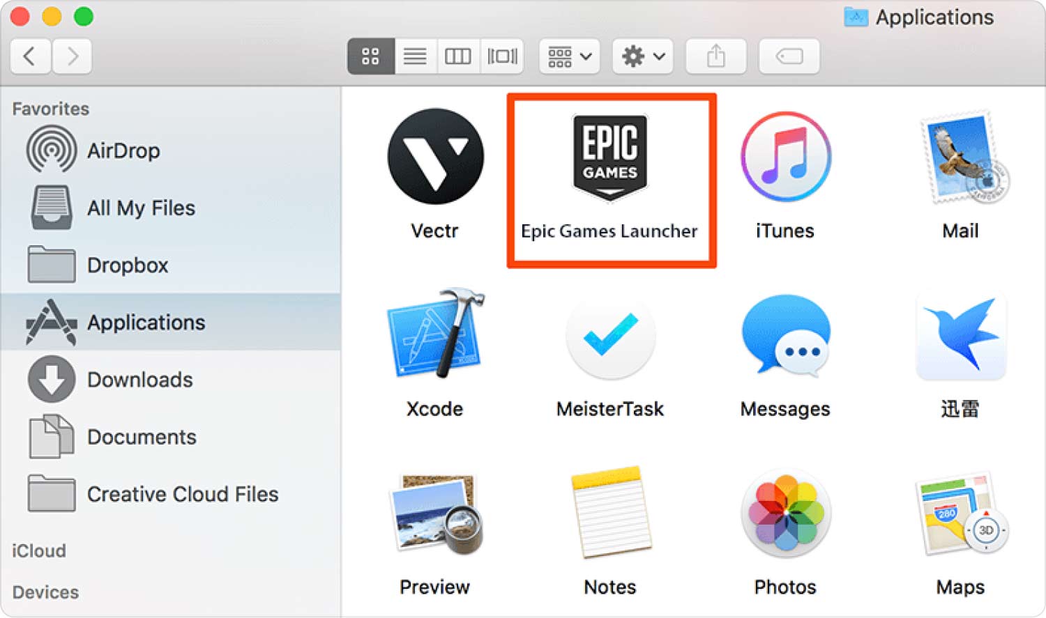 Uninstall Epic Games Launcher on Mac Using Finder