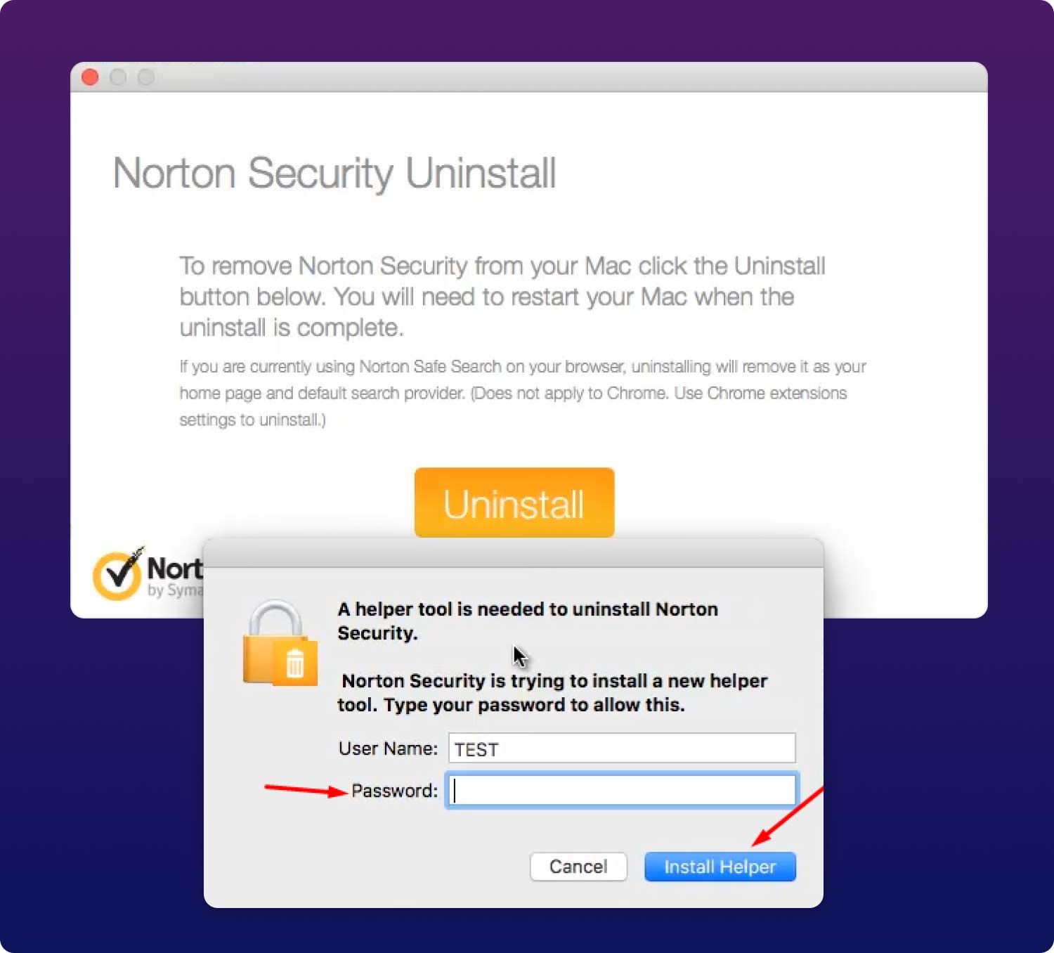 Disinstallare Norton Security