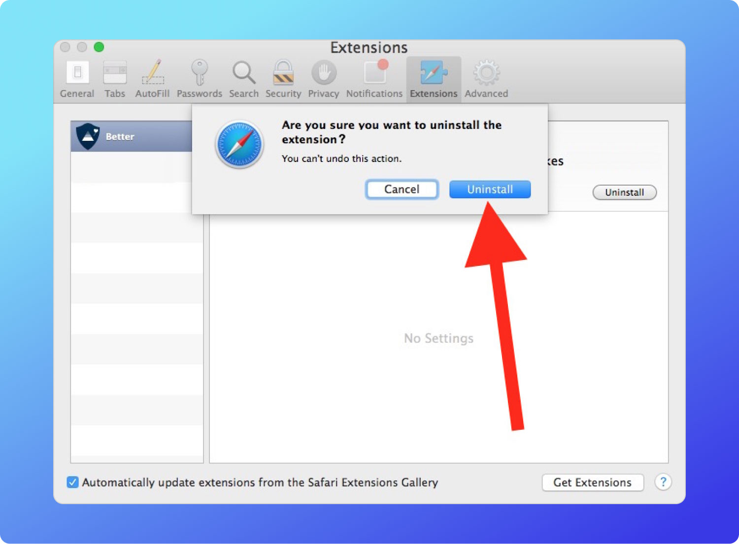 Usuń rozszerzenia Safari na komputerze Mac